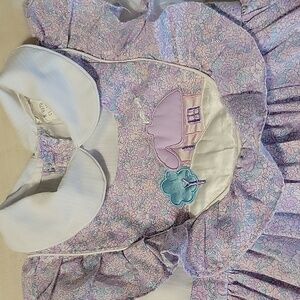 Vtg 80's Mayfair Collared Cottage Longsleeve Ruffle Dress Sz 3t Purple